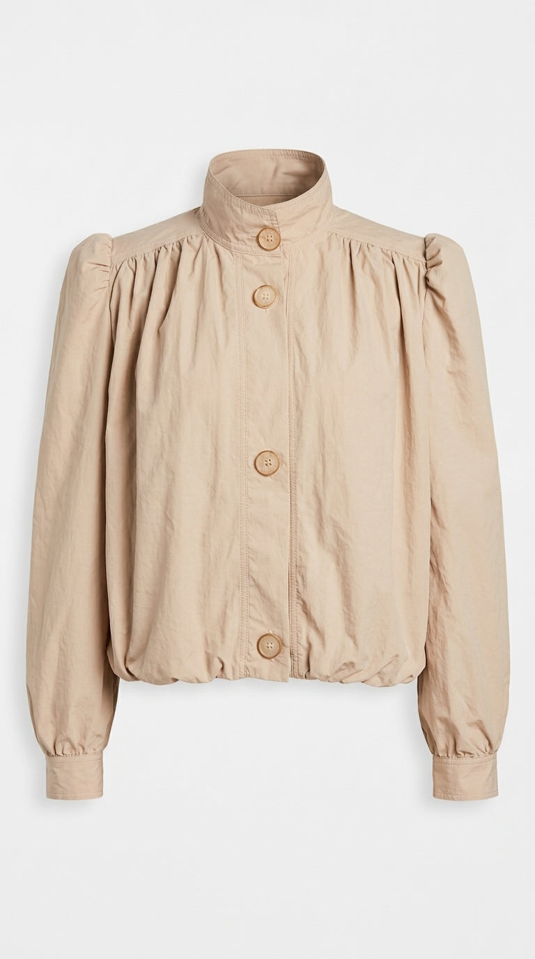 Margot Puff-Sleeve Button-Up Jacket