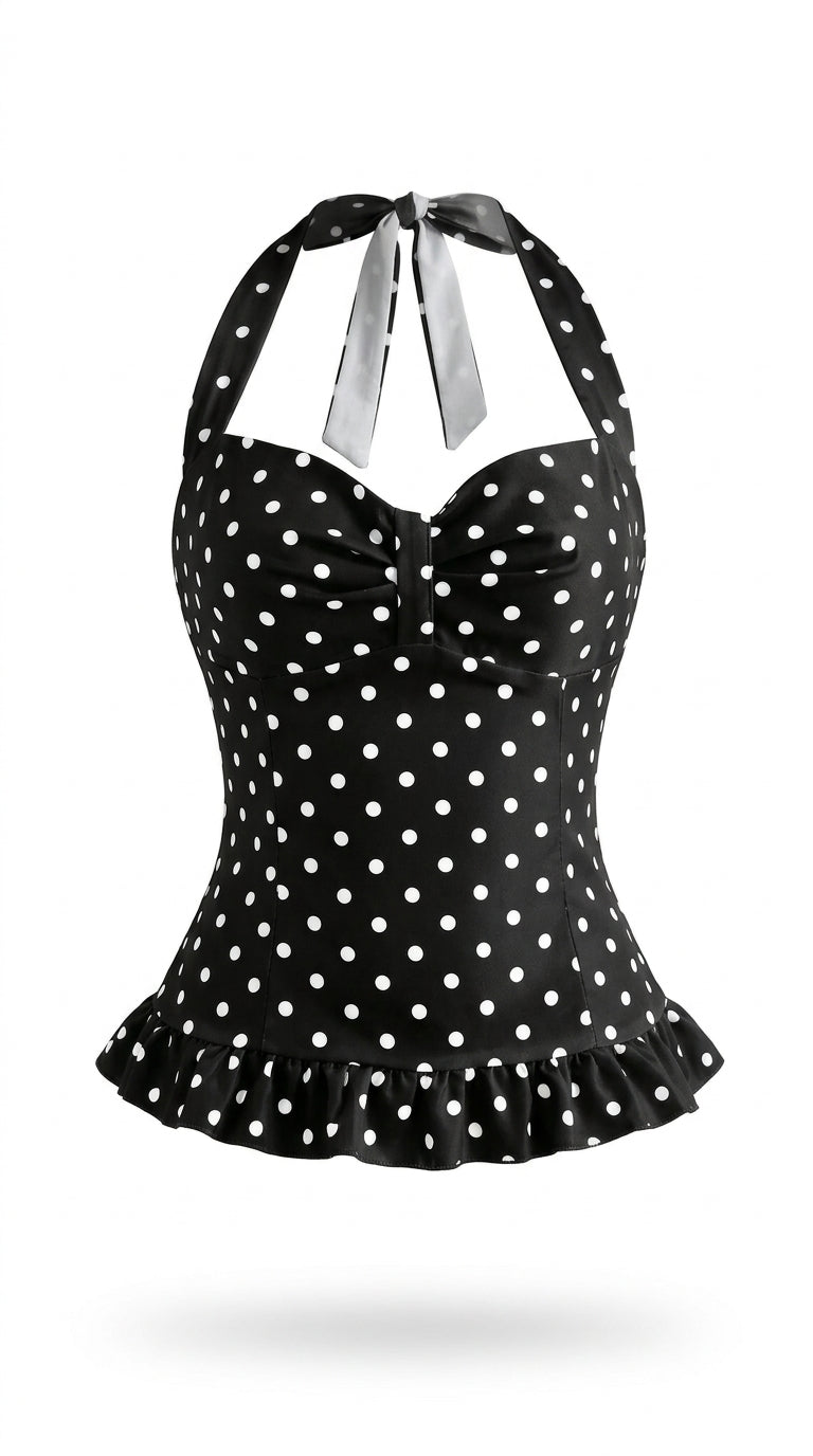 Polka Dot Halter Neck Cami