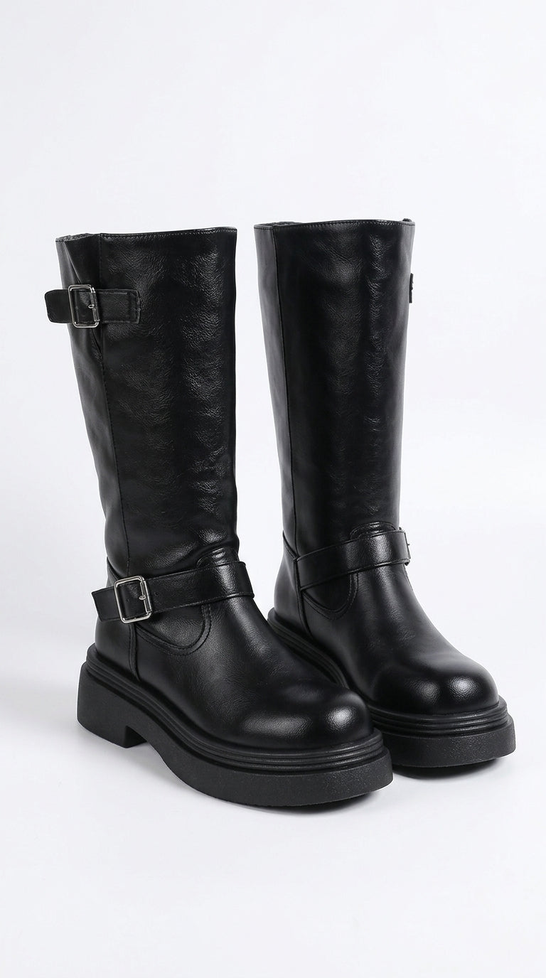 Jade Round-Toe Platform Boots