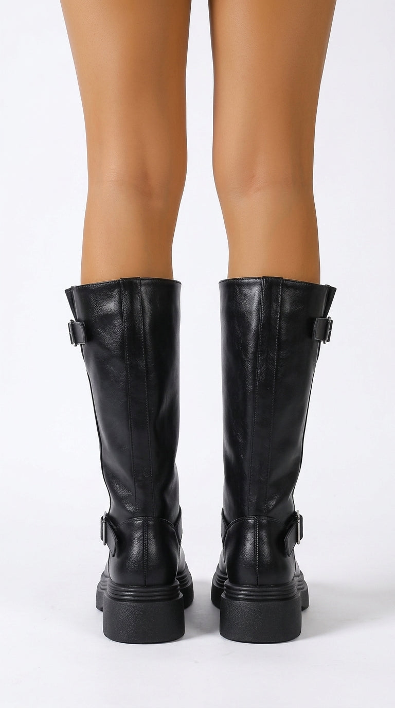 Jade Round-Toe Platform Boots