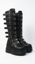 Riot Multi-Buckle Knee-High Platform Boots