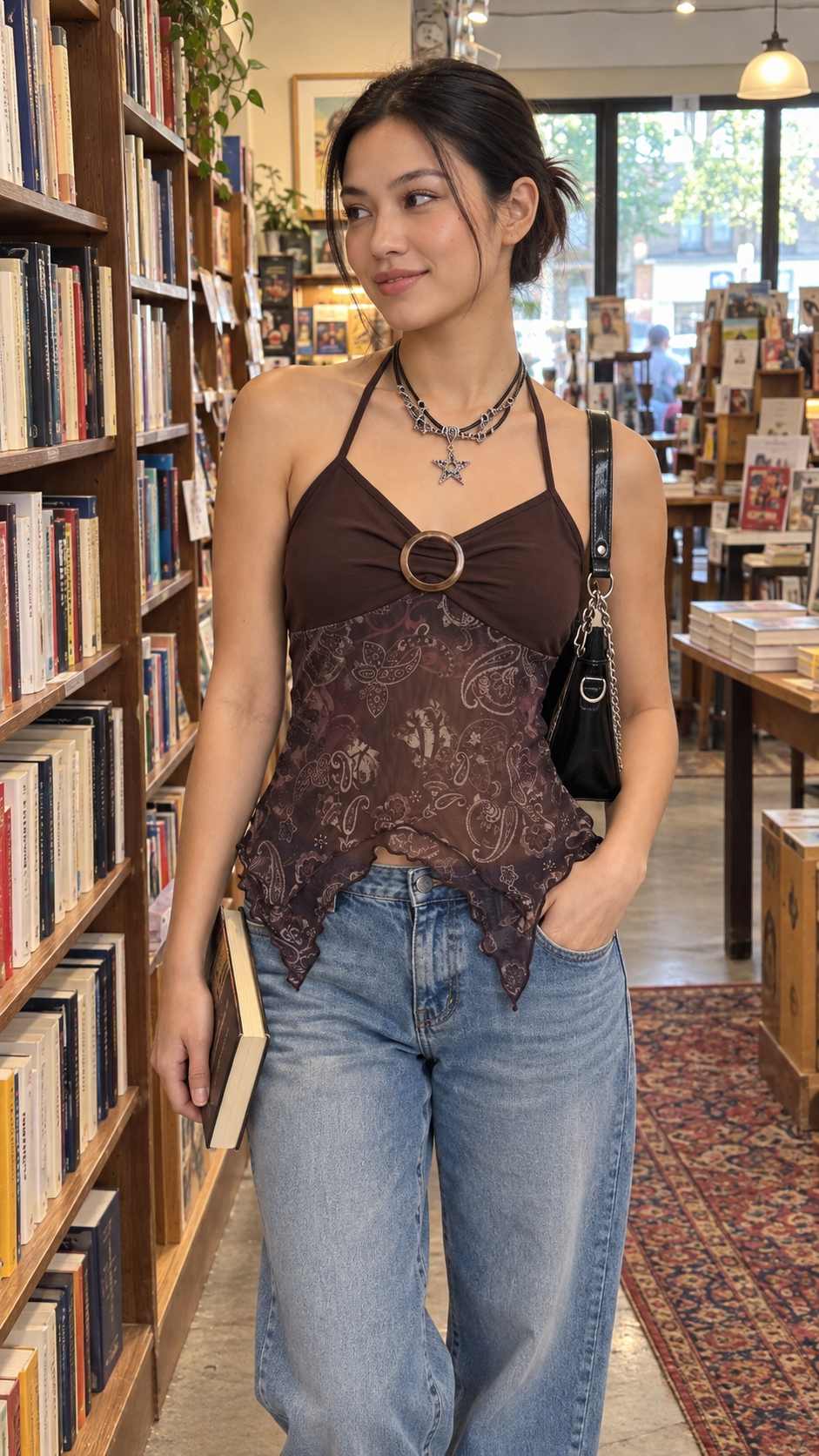 Indigo – Paisley Ring Detail Halter Top