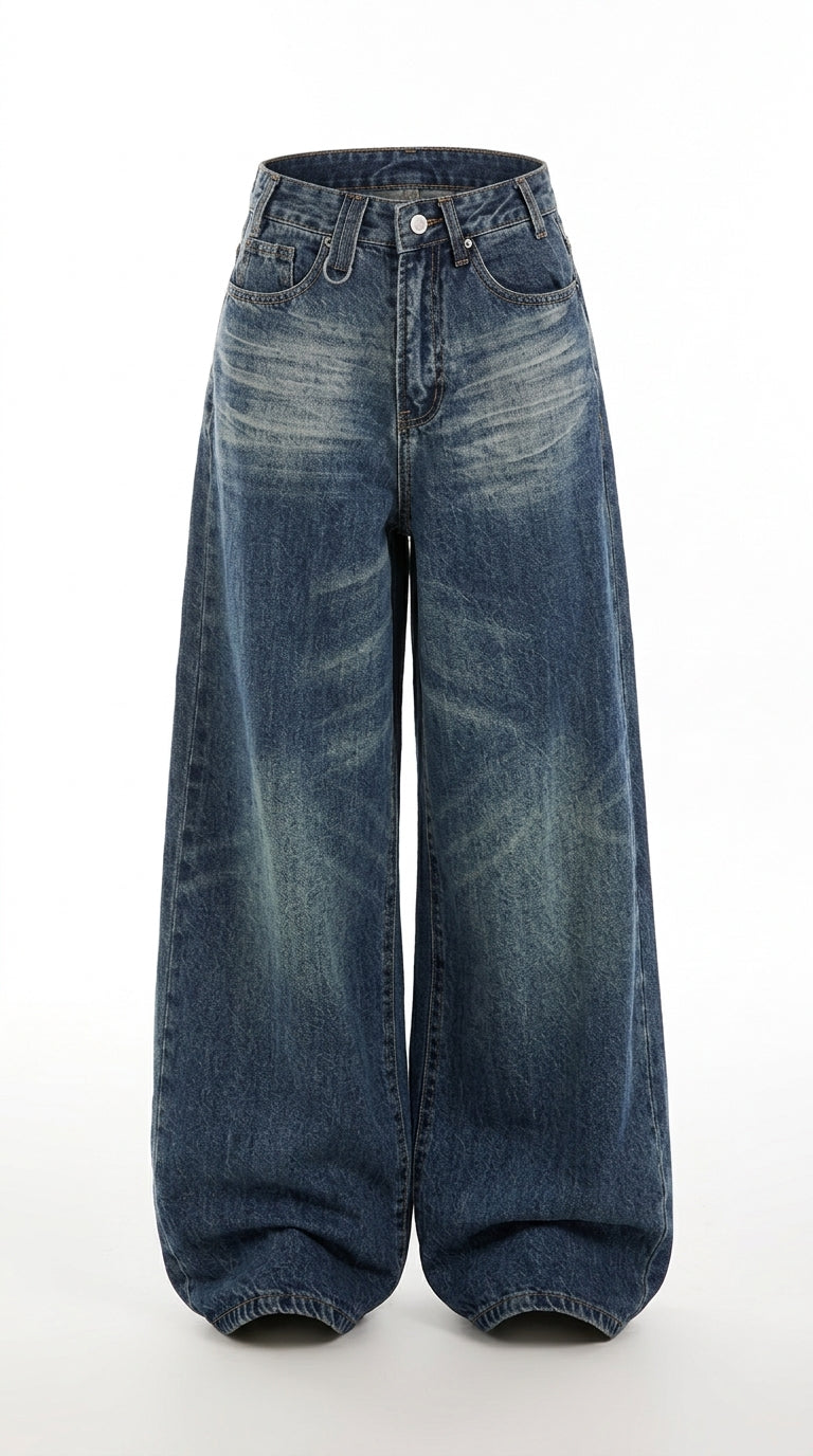 Vintage Wash Wide Leg Jeans