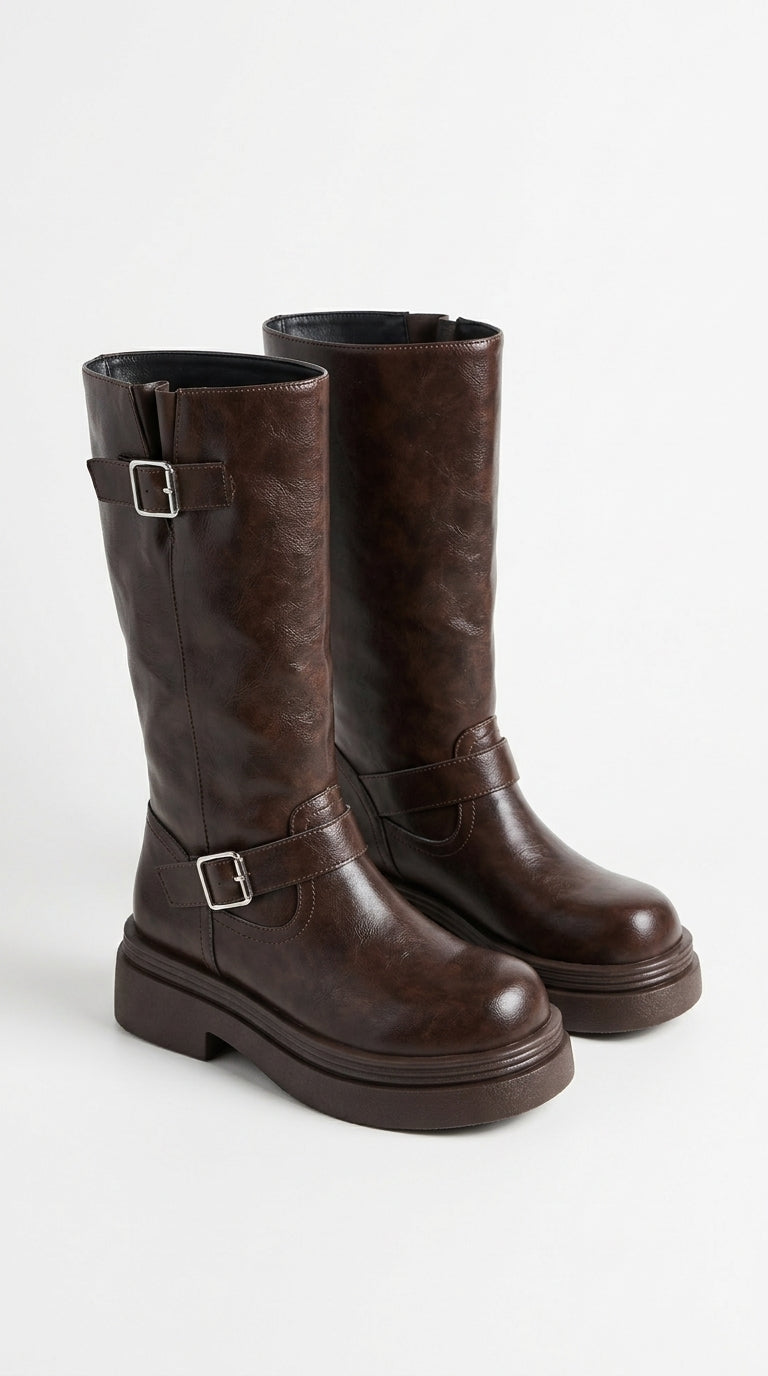 Jade Round-Toe Platform Boots