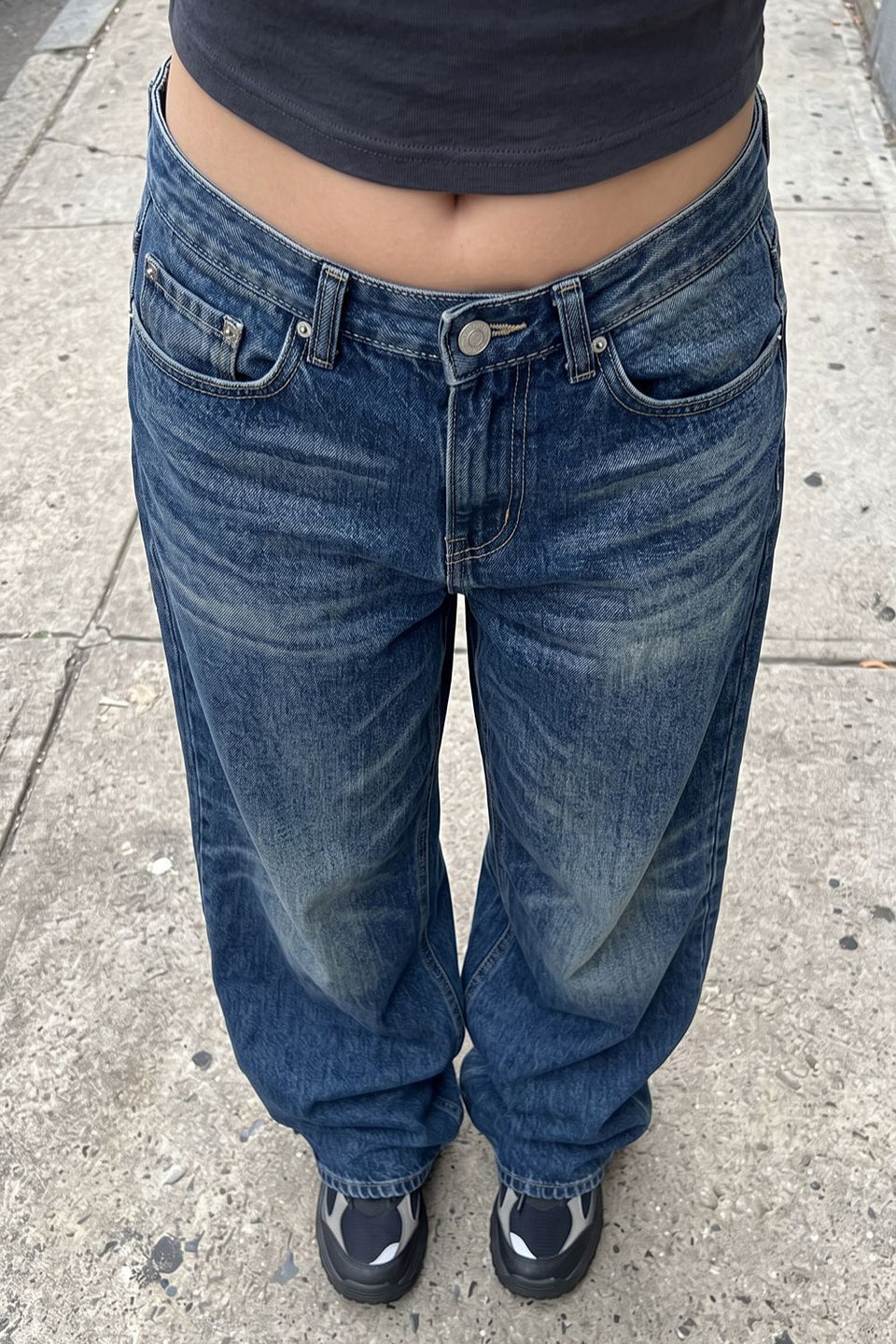 Vintage Wash Wide Leg Jeans