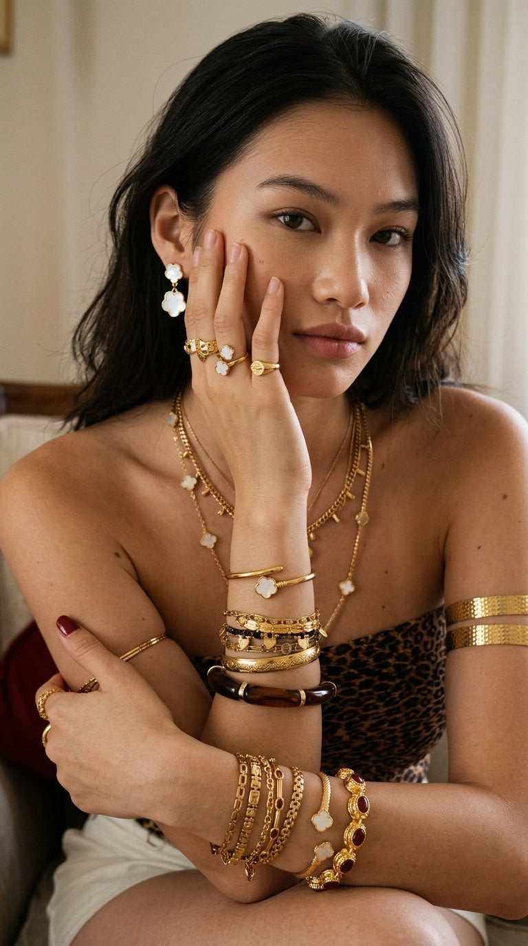 18K Gold-Plated Flower Jewelry Set