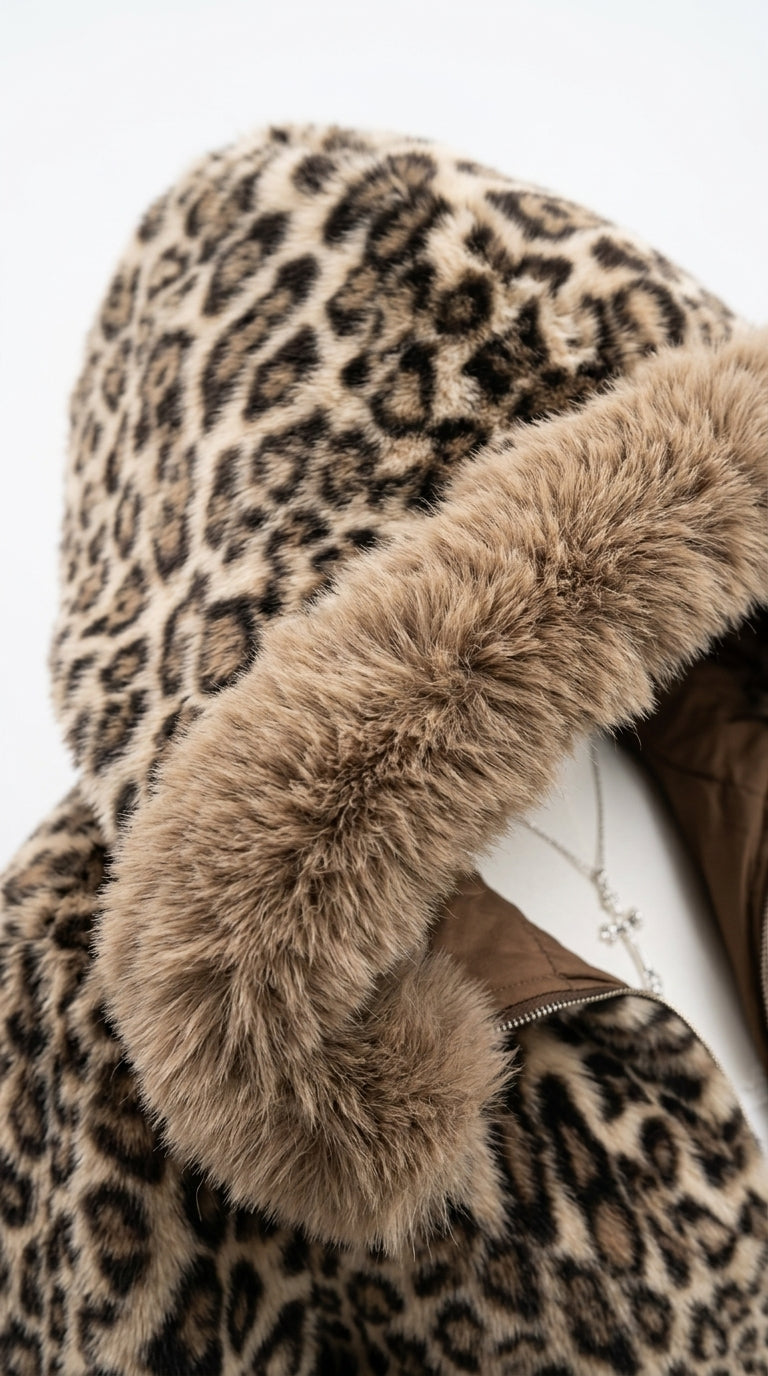 Sasha Leopard Faux Fur Hooded Jacket