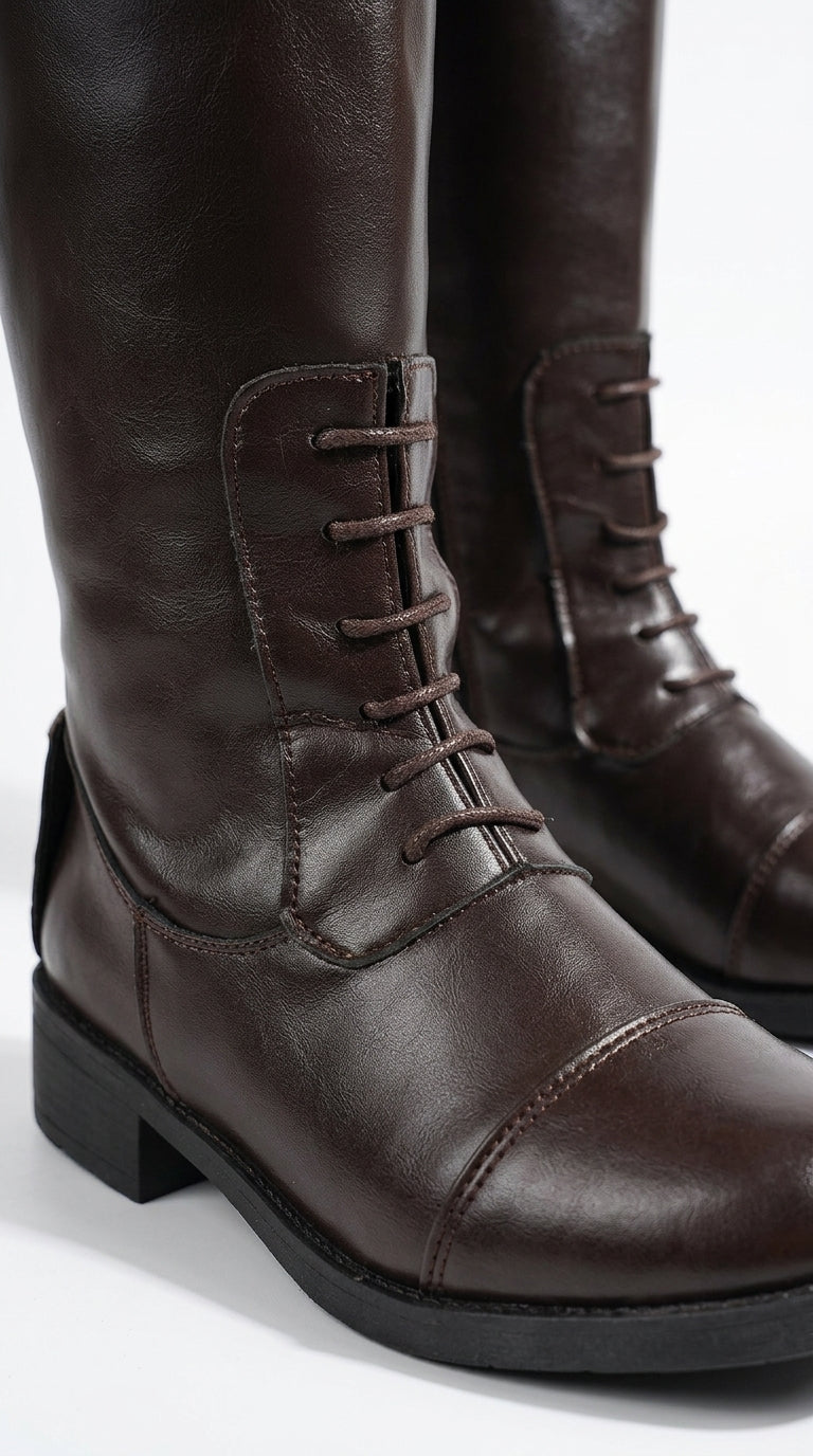 Equestrian-Style Knee-High Riding Boots with Button Detail