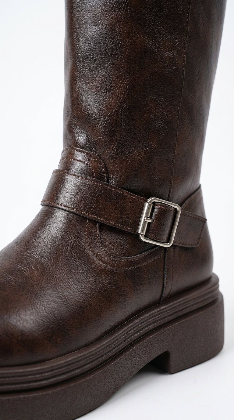 Jade Round-Toe Platform Boots