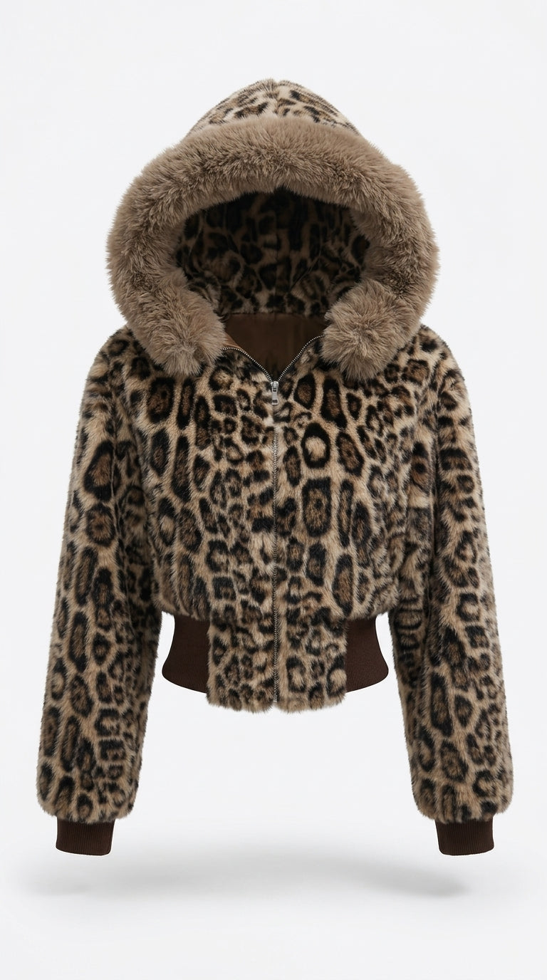 Sasha Leopard Faux Fur Hooded Jacket