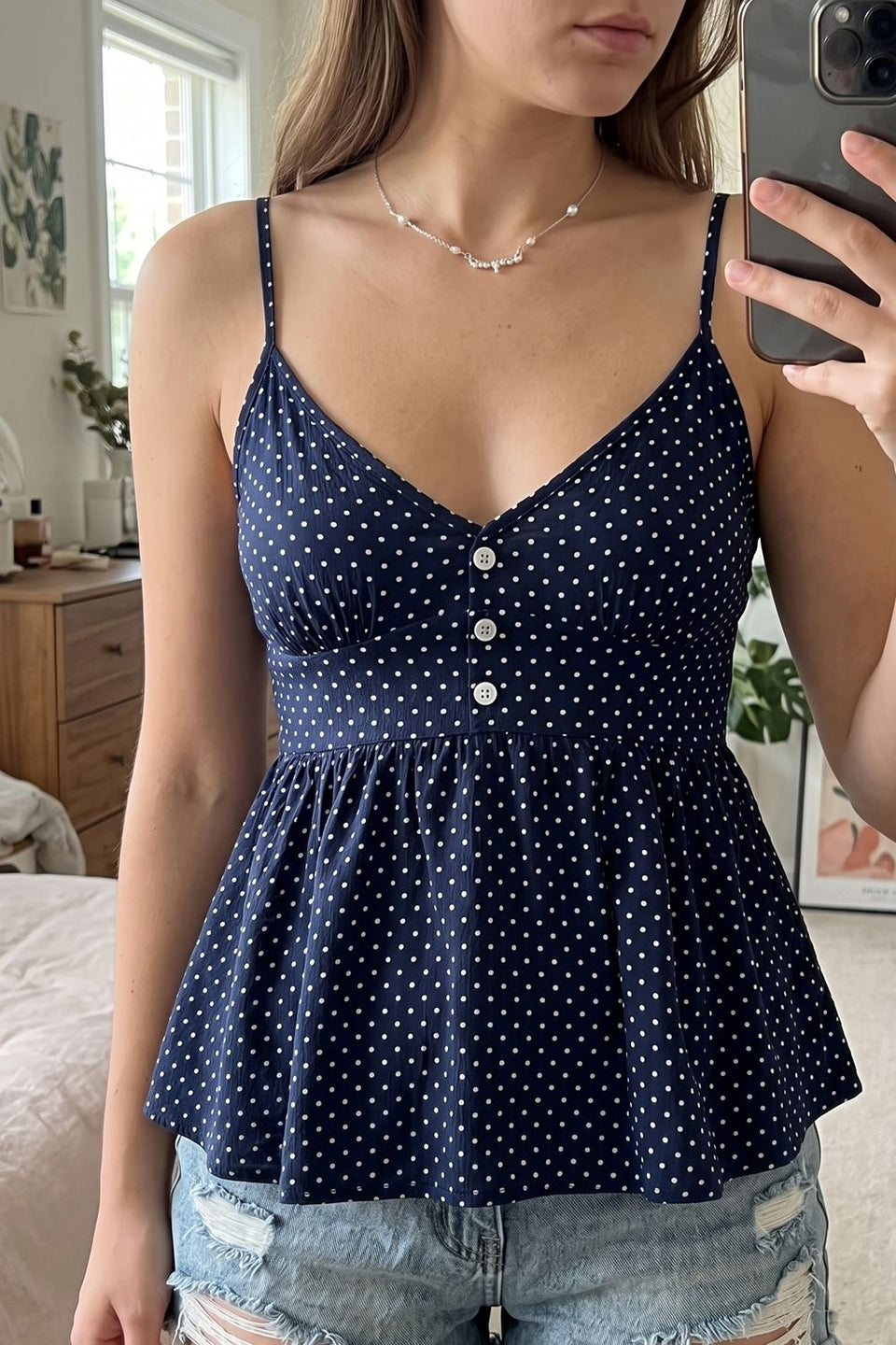 Polka Dot Peplum Cami