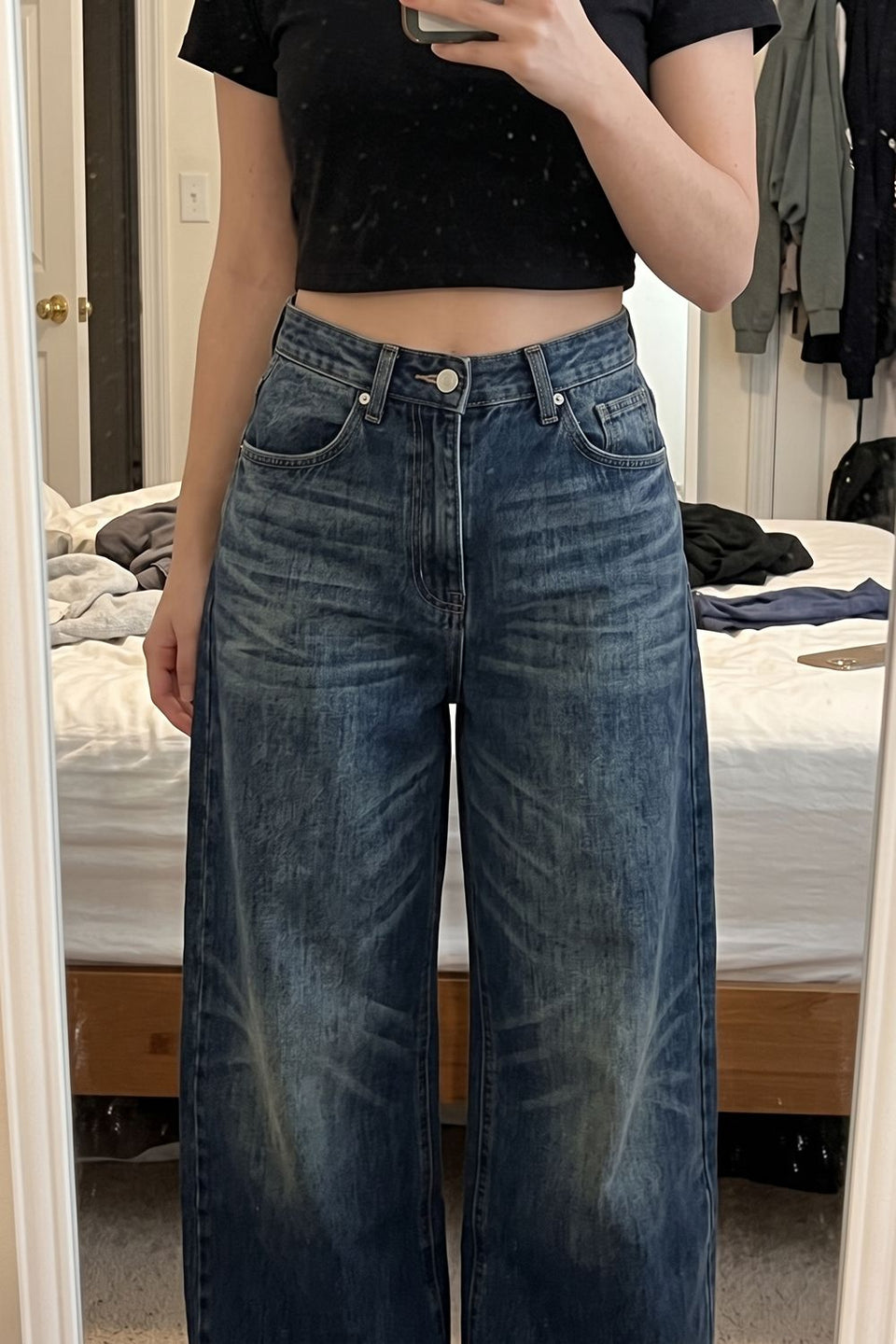 Vintage Wash Wide Leg Jeans