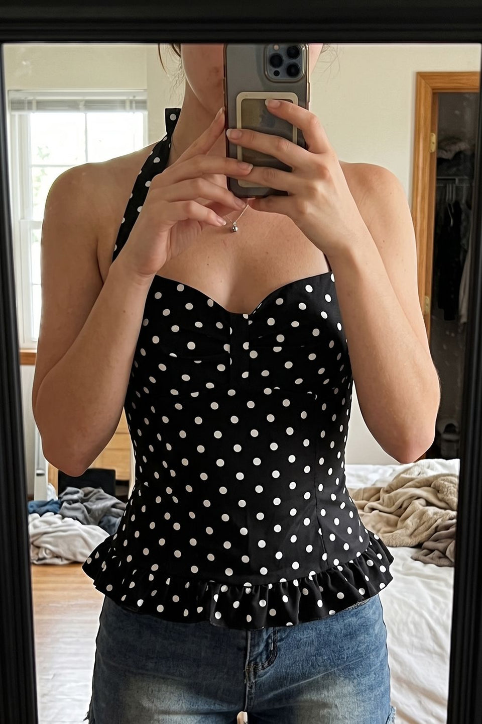 Polka Dot Halter Neck Cami