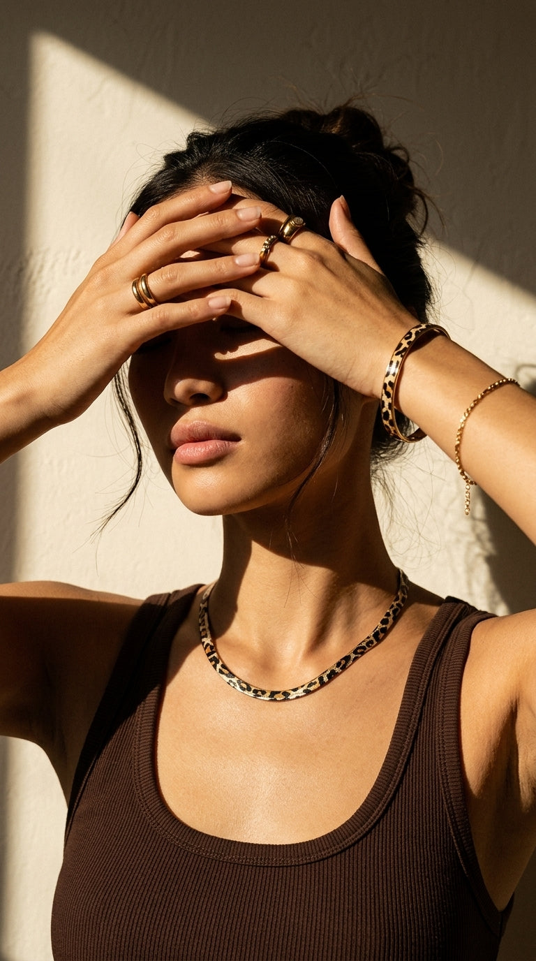 Chunky Leopard Necklace and Bracelet Jewelry Set