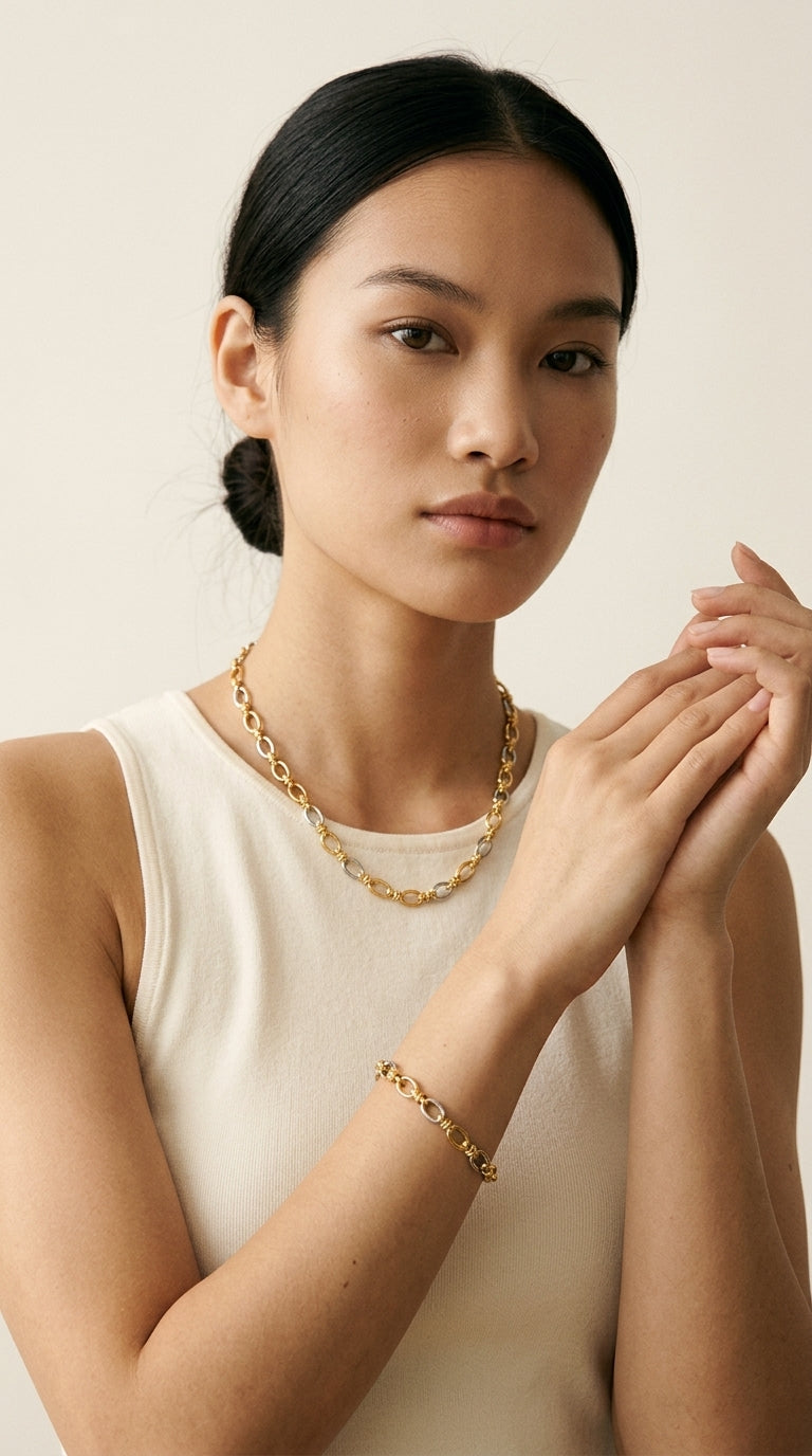 Two-Tone Chain Link Jewelry Set