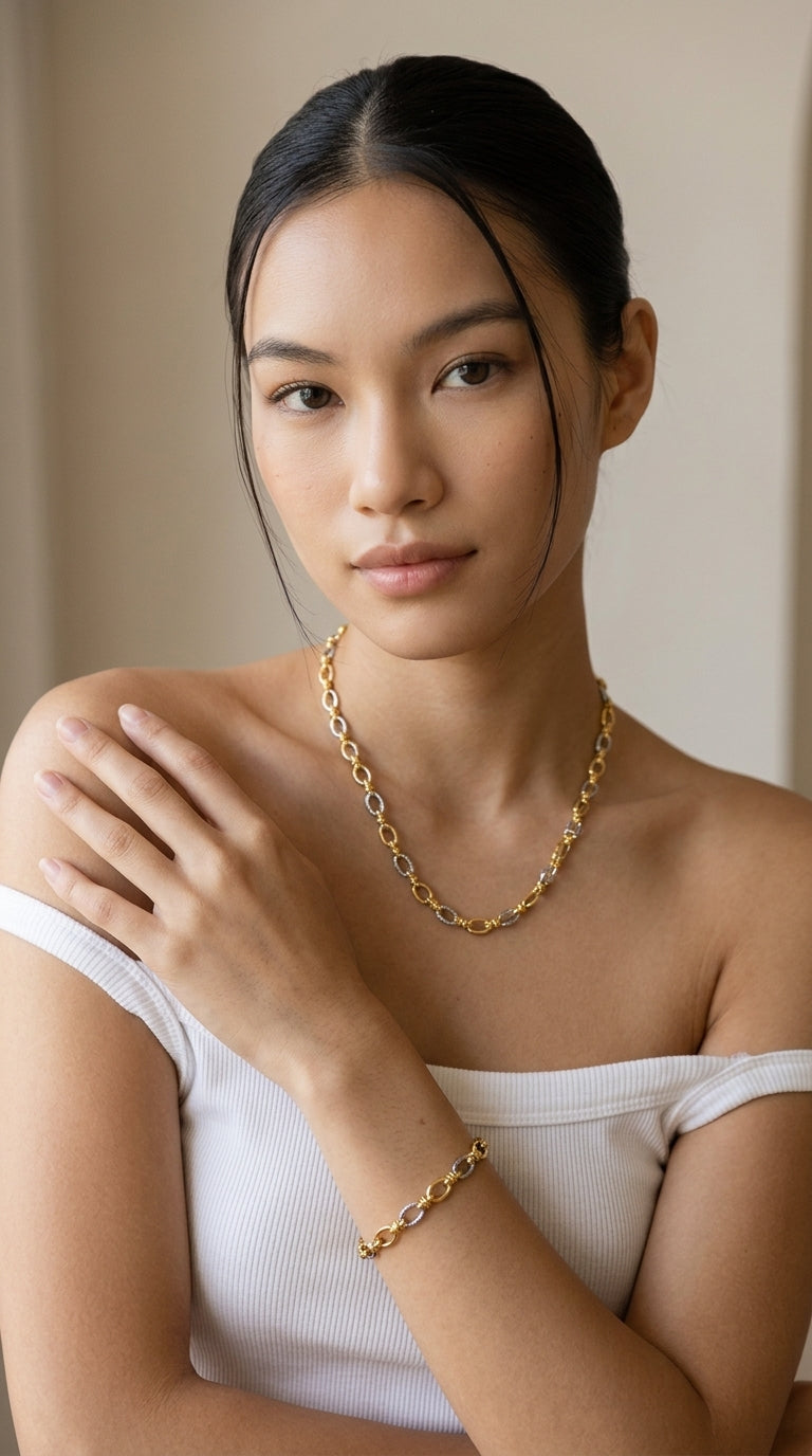 Two-Tone Chain Link Jewelry Set