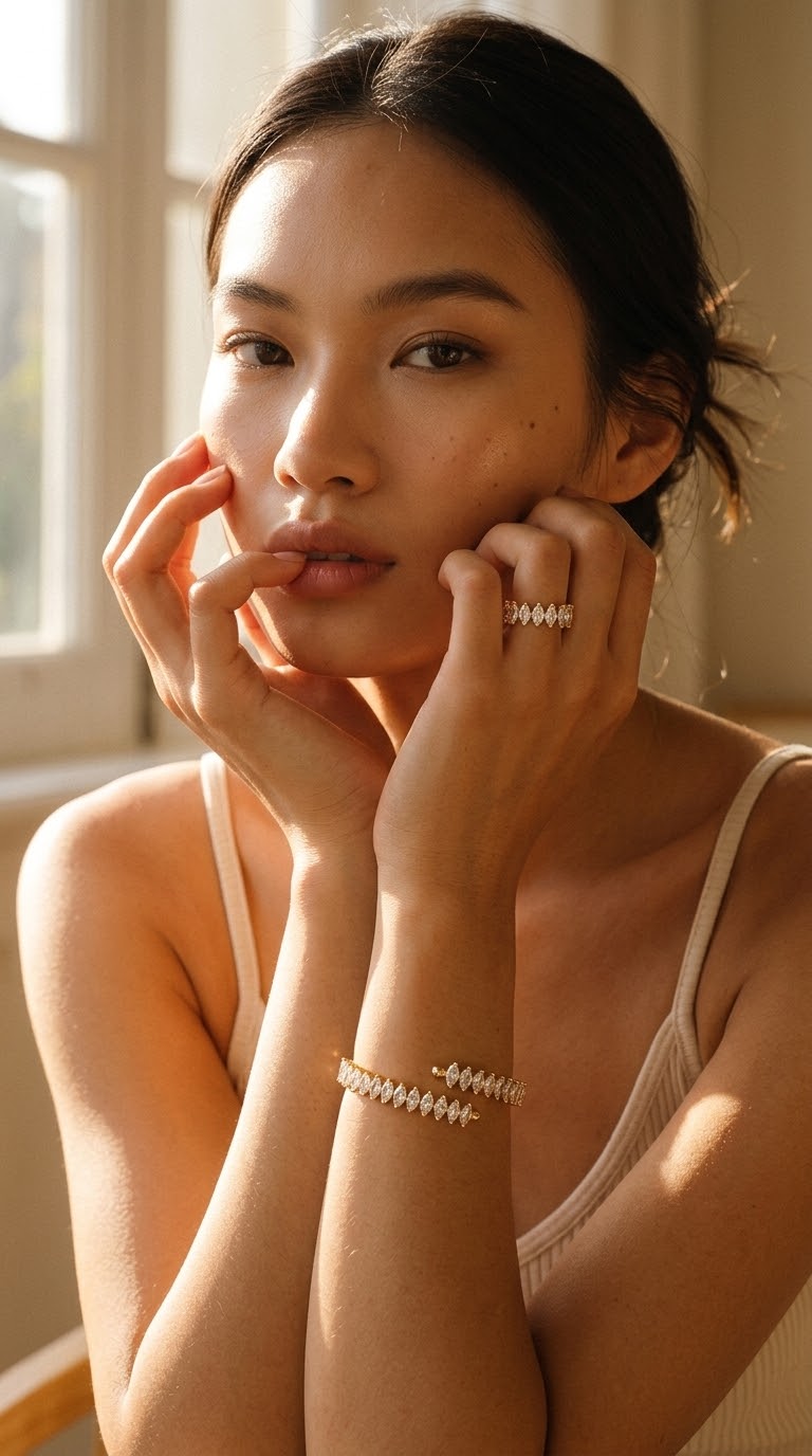 18K Gold-Plated Zircon Bracelet and Ring Jewelry Set