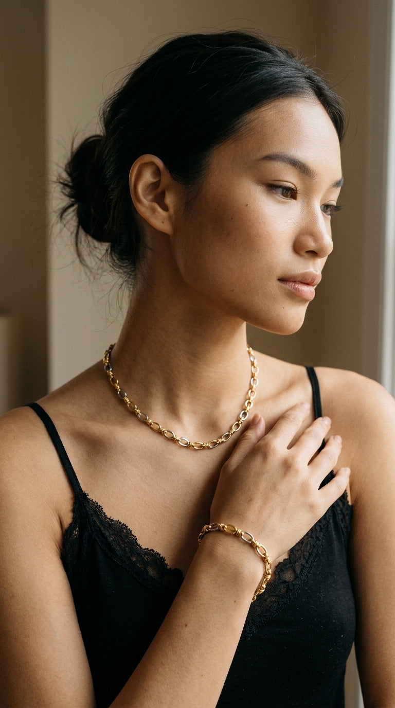 Two-Tone Chain Link Jewelry Set