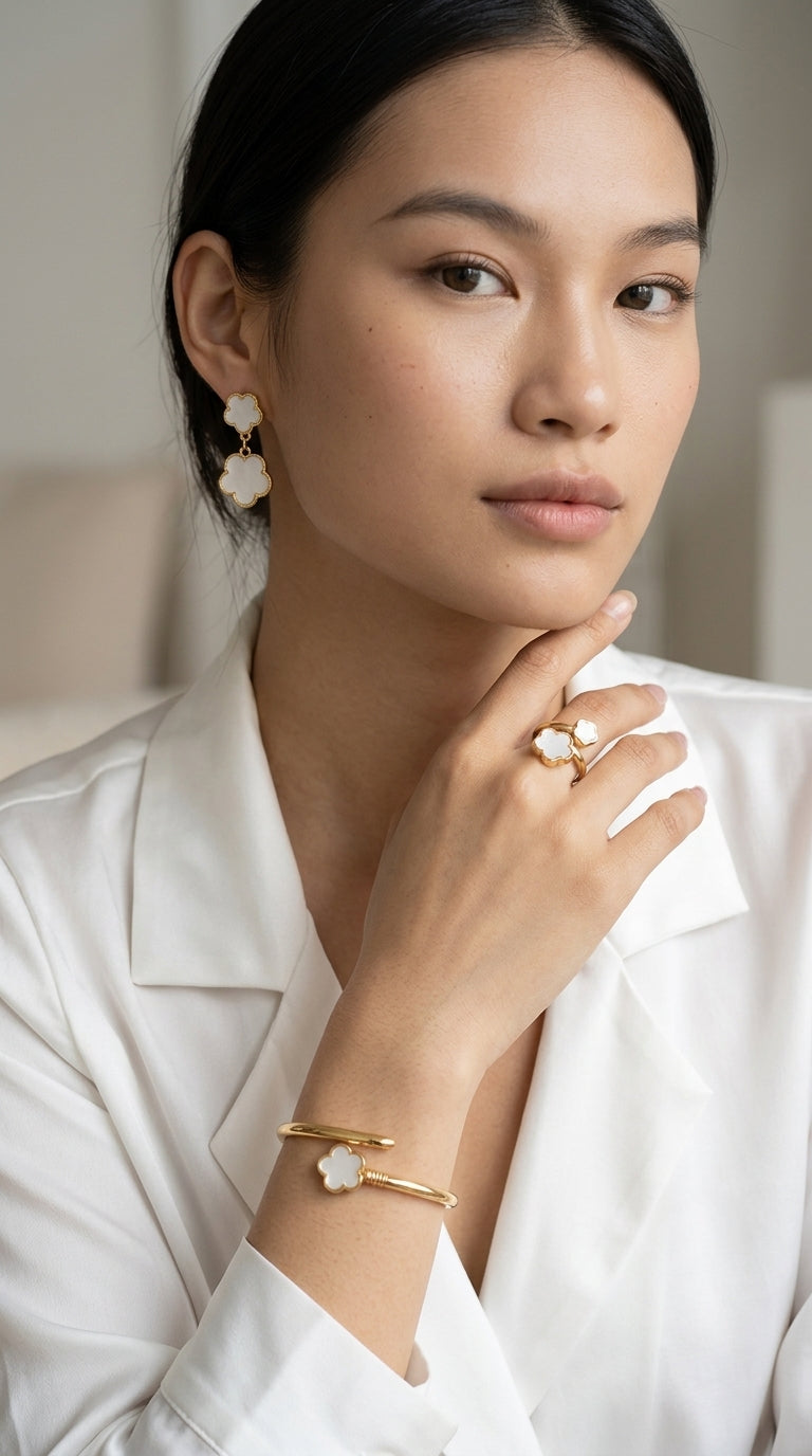 18K Gold-Plated Flower Jewelry Set