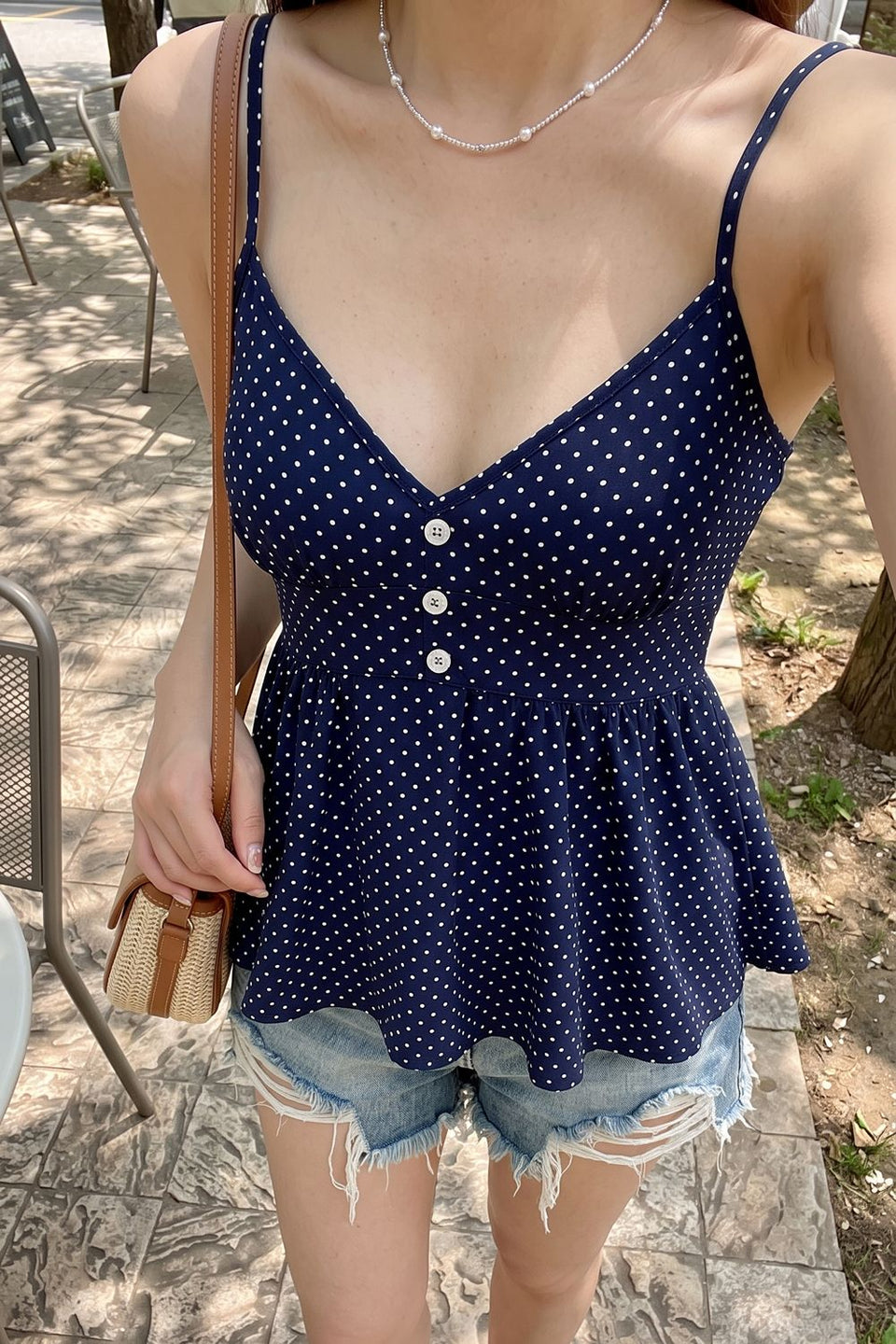 Polka Dot Peplum Cami