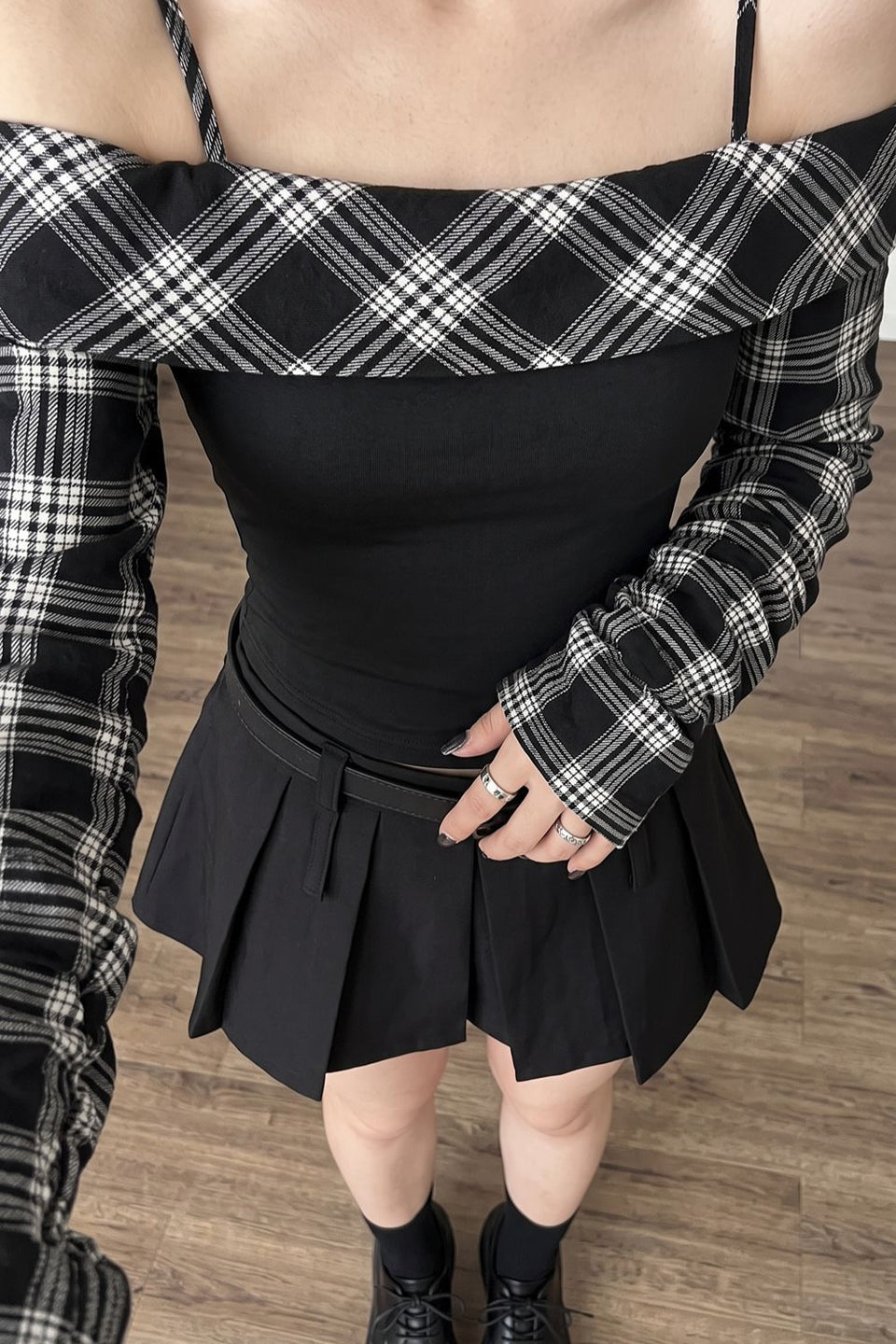 Plaid Long Sleeve Slim Fit T-Shirt