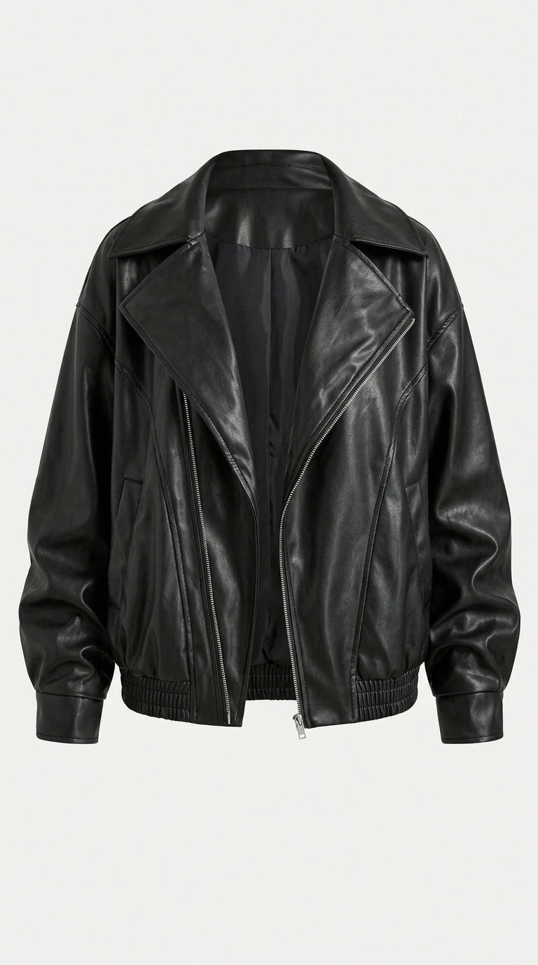 Blake Oversized Faux Leather Moto Jacket