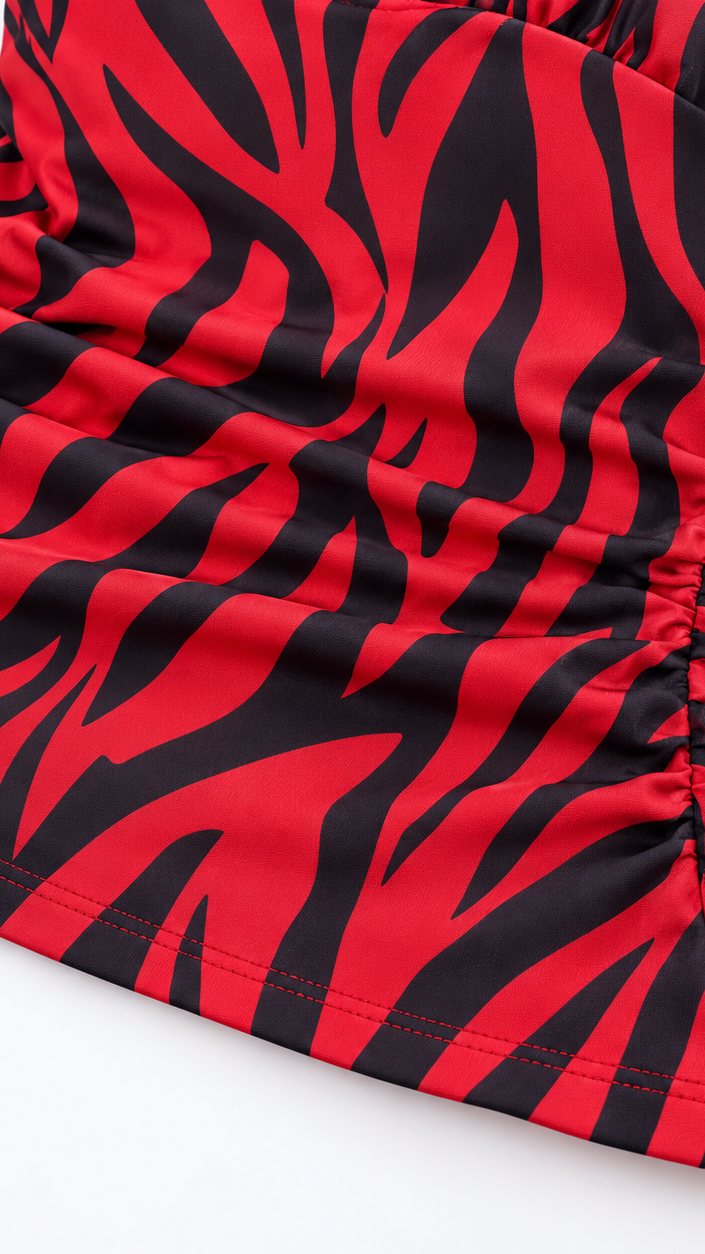 Scarlett Red & Black Zebra Print Halter Top