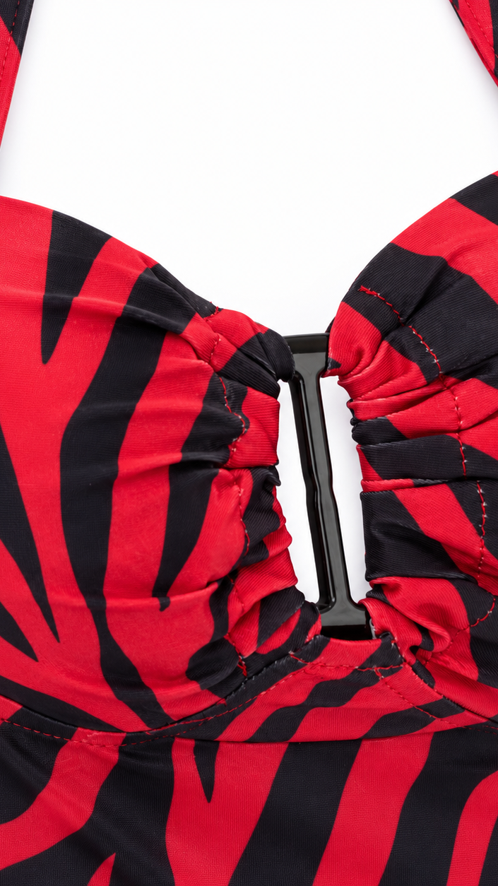 Scarlett Red & Black Zebra Print Halter Top