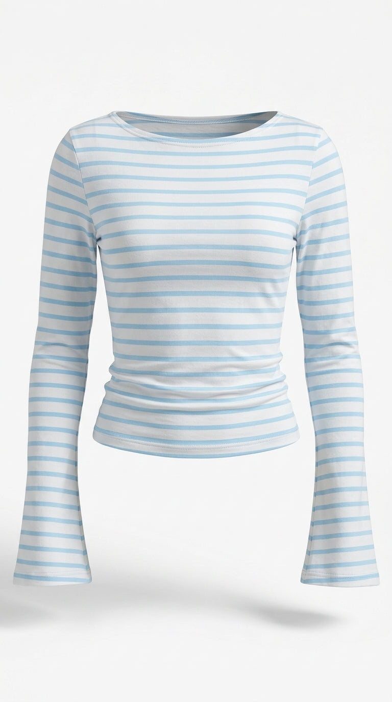 Jules Striped Flare-Sleeve Top