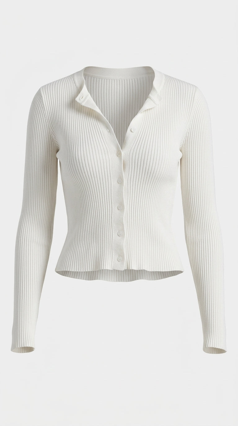 Mila Fitted Ribbed Knit Cardigan