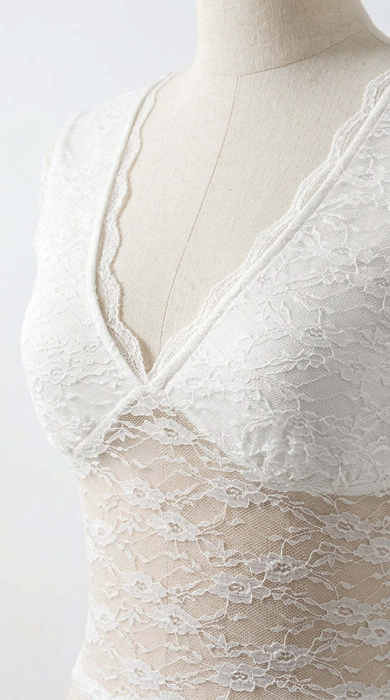 Plunge Cap Sleeve Lace Top