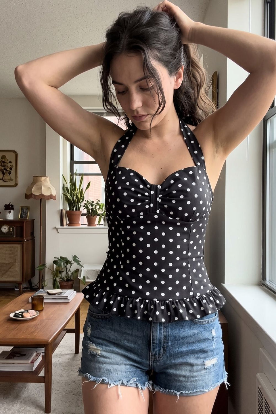 Polka Dot Halter Neck Cami