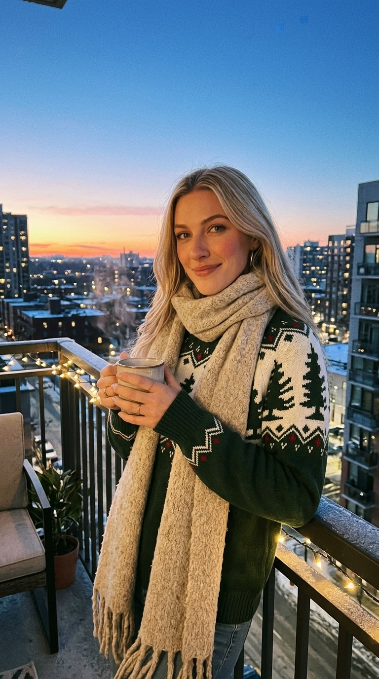 Christmas Tree Pattern Round Neck Sweater