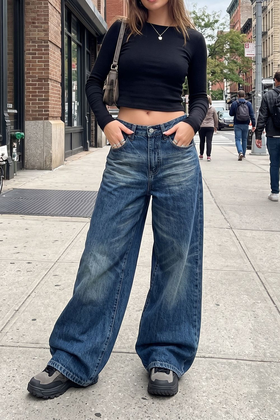 Vintage Wash Wide Leg Jeans