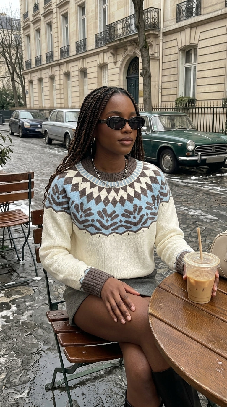 Fair Isle Pattern Round Neck Sweater