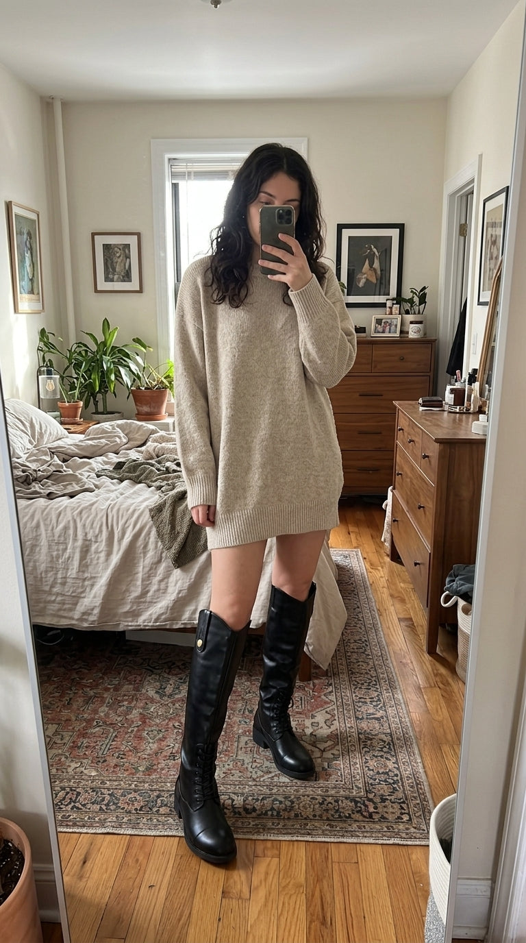 Equestrian-Style Knee-High Riding Boots with Button Detail