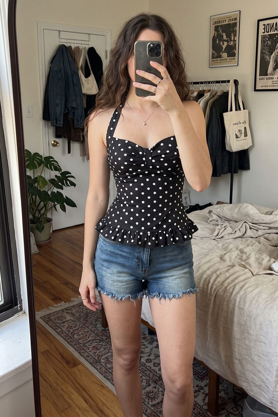 Polka Dot Halter Neck Cami