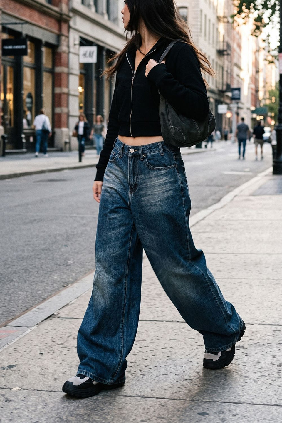 Vintage Wash Wide Leg Jeans