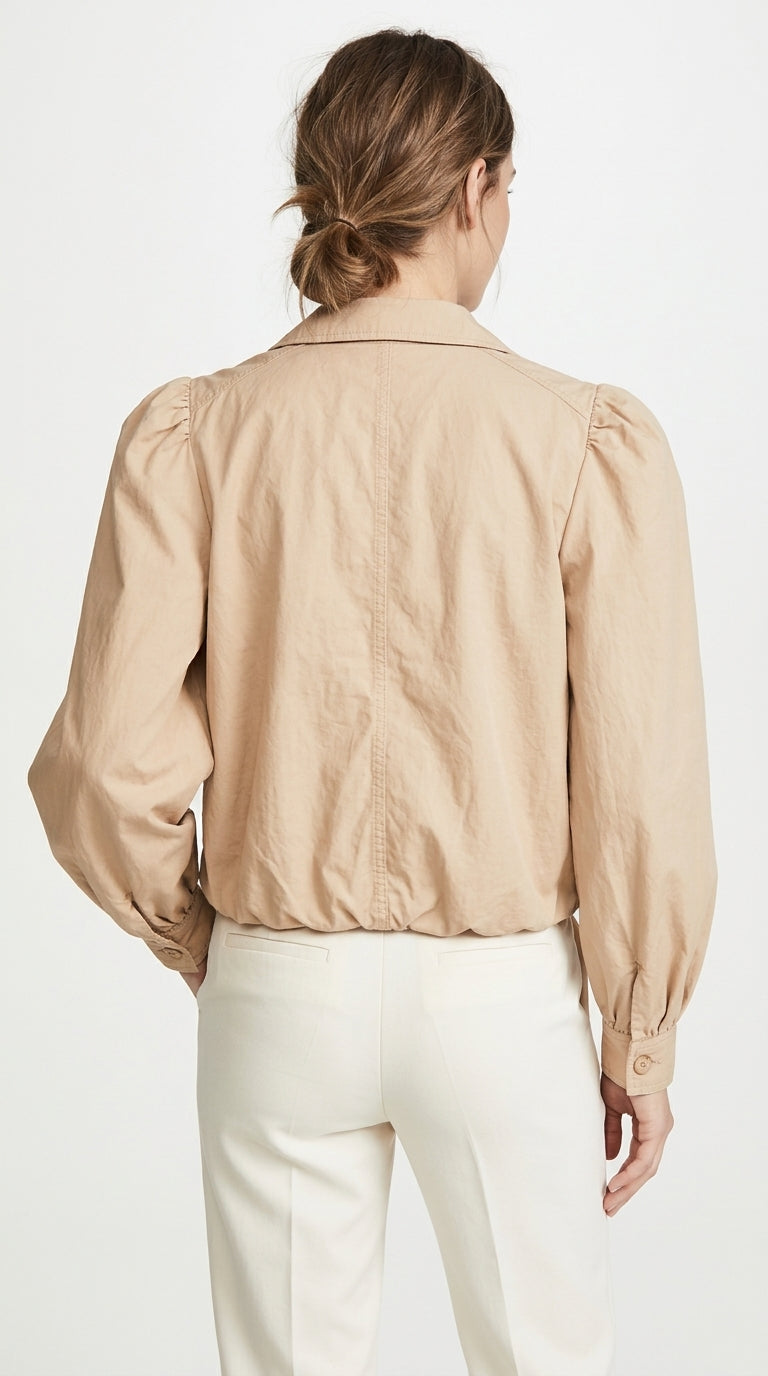 Margot Puff-Sleeve Button-Up Jacket