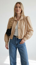 Margot Puff-Sleeve Button-Up Jacket