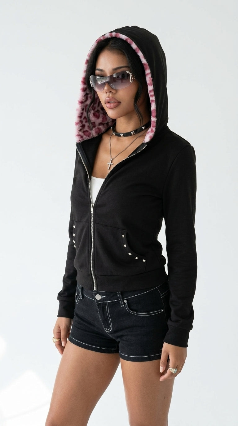 Kenzie Y2K Fitted Zip-Up Hoodie