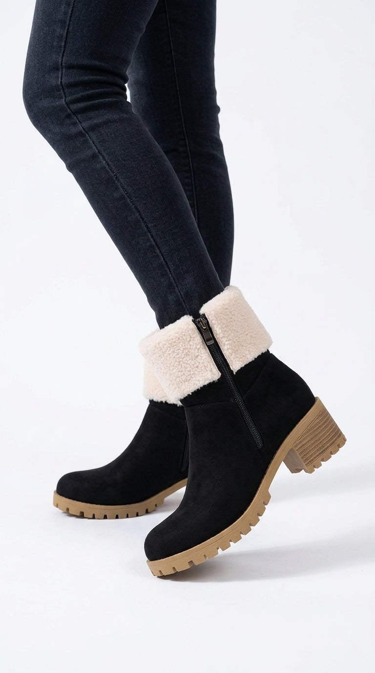 Avery Round-Toe Block-Heel Boots