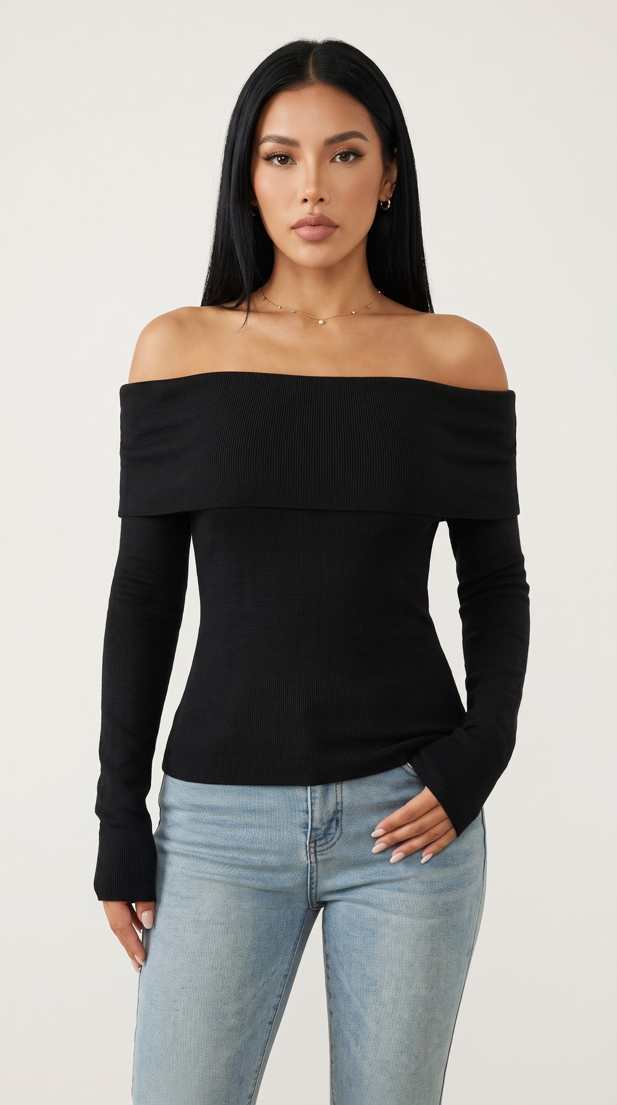 Élise Off-Shoulder Foldover Knit Top