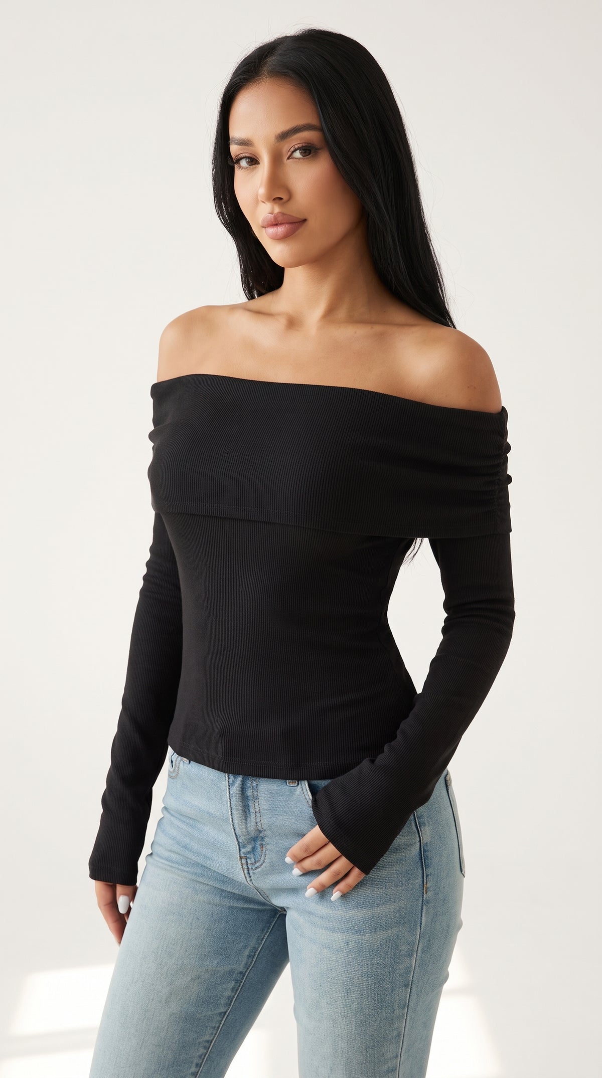 Élise Off-Shoulder Foldover Knit Top