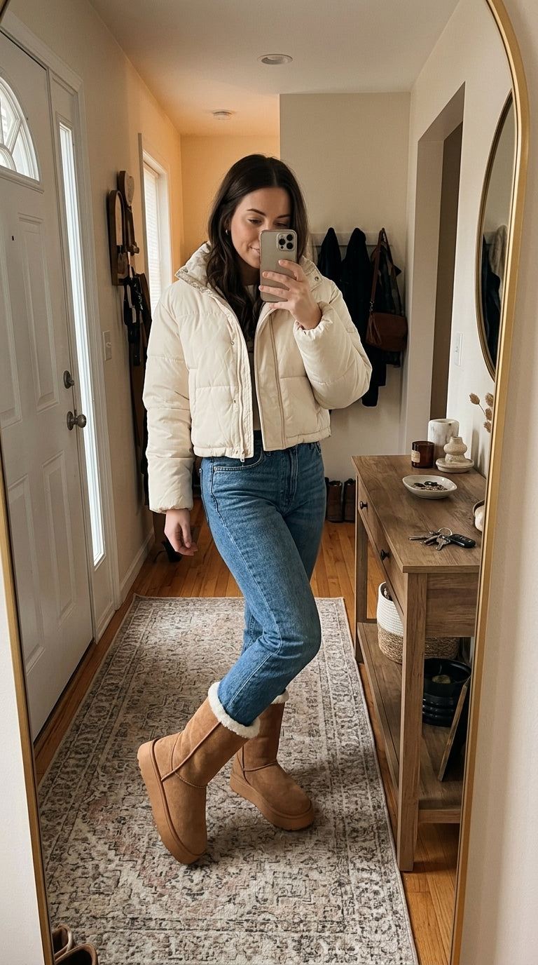 Round Toe Suede Platform Boots