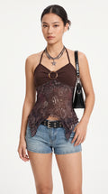 Indigo – Paisley Ring Detail Halter Top