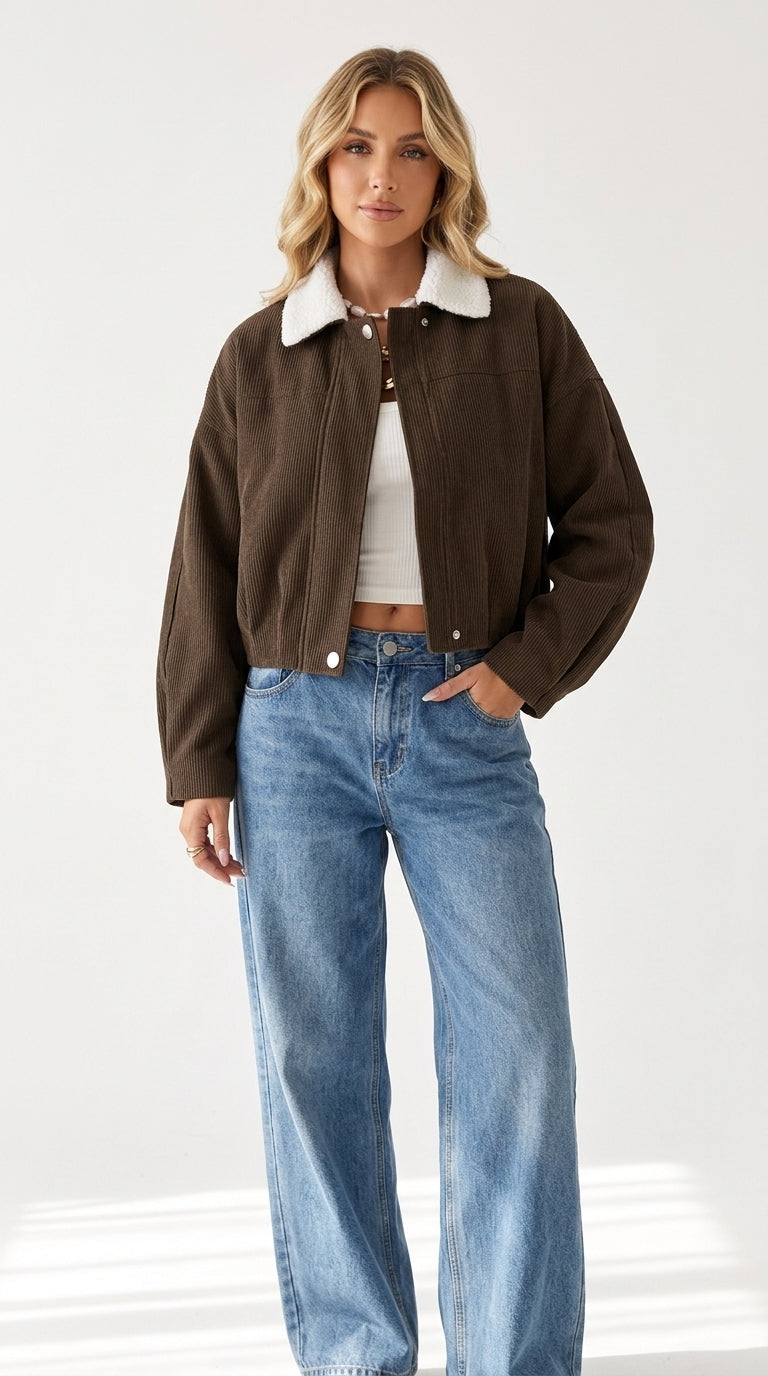 Dakota Sherpa-Collar Corduroy Jacket