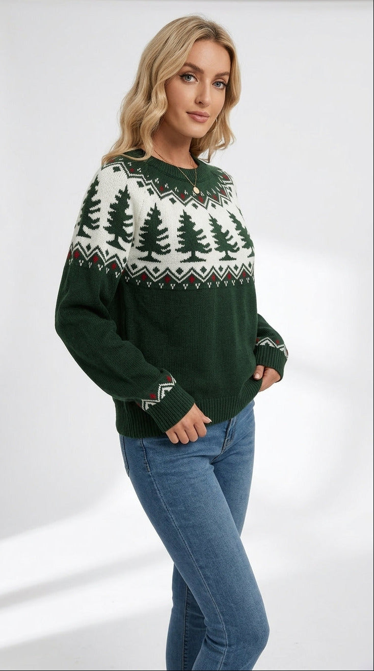 Holly Christmas Tree Knit Sweater