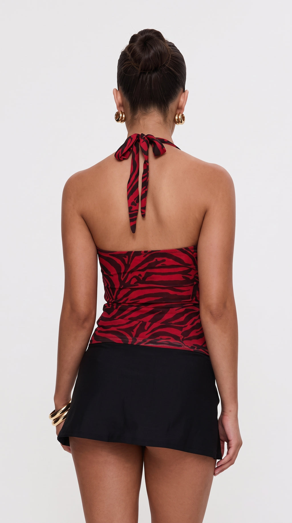 Scarlett Red & Black Zebra Print Halter Top