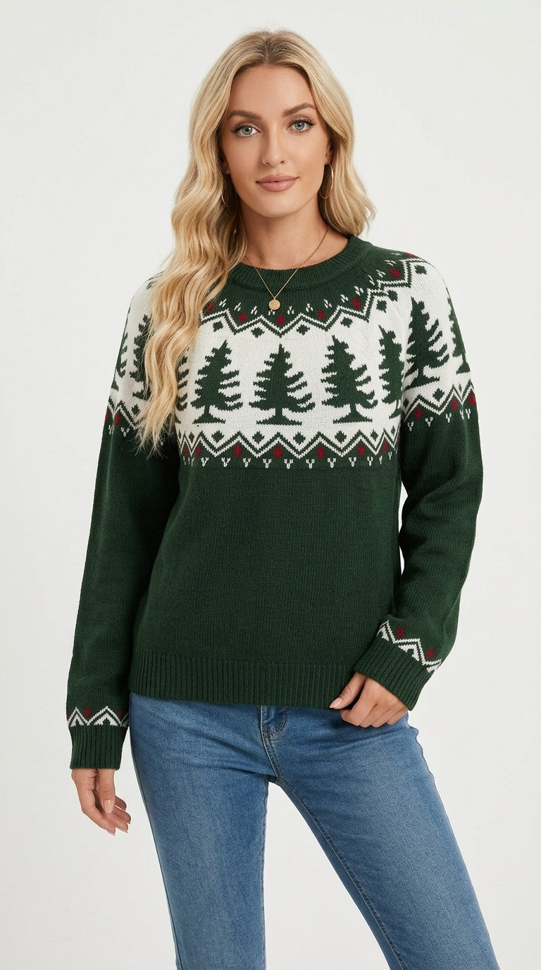 Holly Christmas Tree Knit Sweater